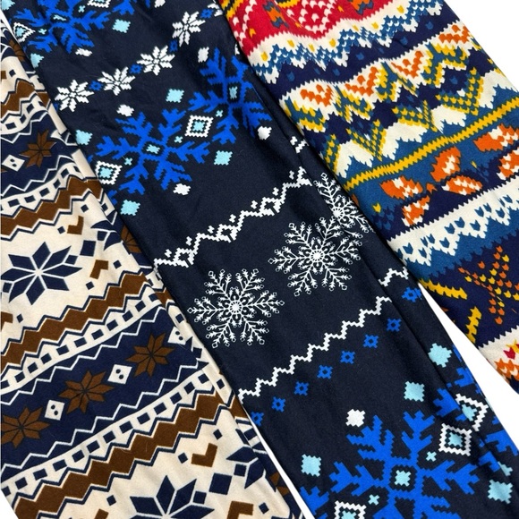 Agnes & Dora Kids Leggings Trio - Navy Blue, Brown, Multicolor Fair Isle L/XL - Picture 2 of 8